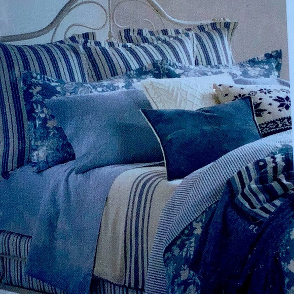 RALPH LAUREN INDIGO COTTAGE NAVY WHITE SAWBUCK STRIPE EUROPEAN SHAM NEW - Picture 3 of 5